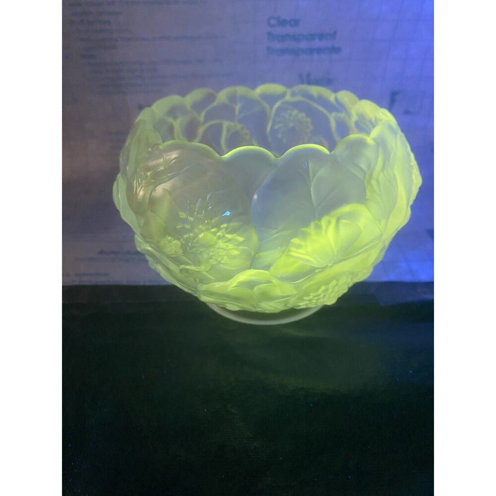 Depression Era Satin Frosted Glass Bowl Water Lily Crystal